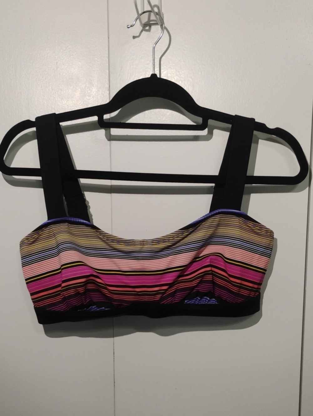 Athleta Multicolor Striped Bikini Top - Black, Pink, Yellow, Purple